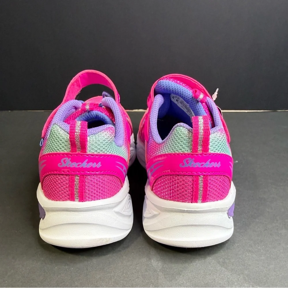 Skechers S-Lights Kids' Vibrant Pink and Purple light up Sneakers - Picture 5 of 8